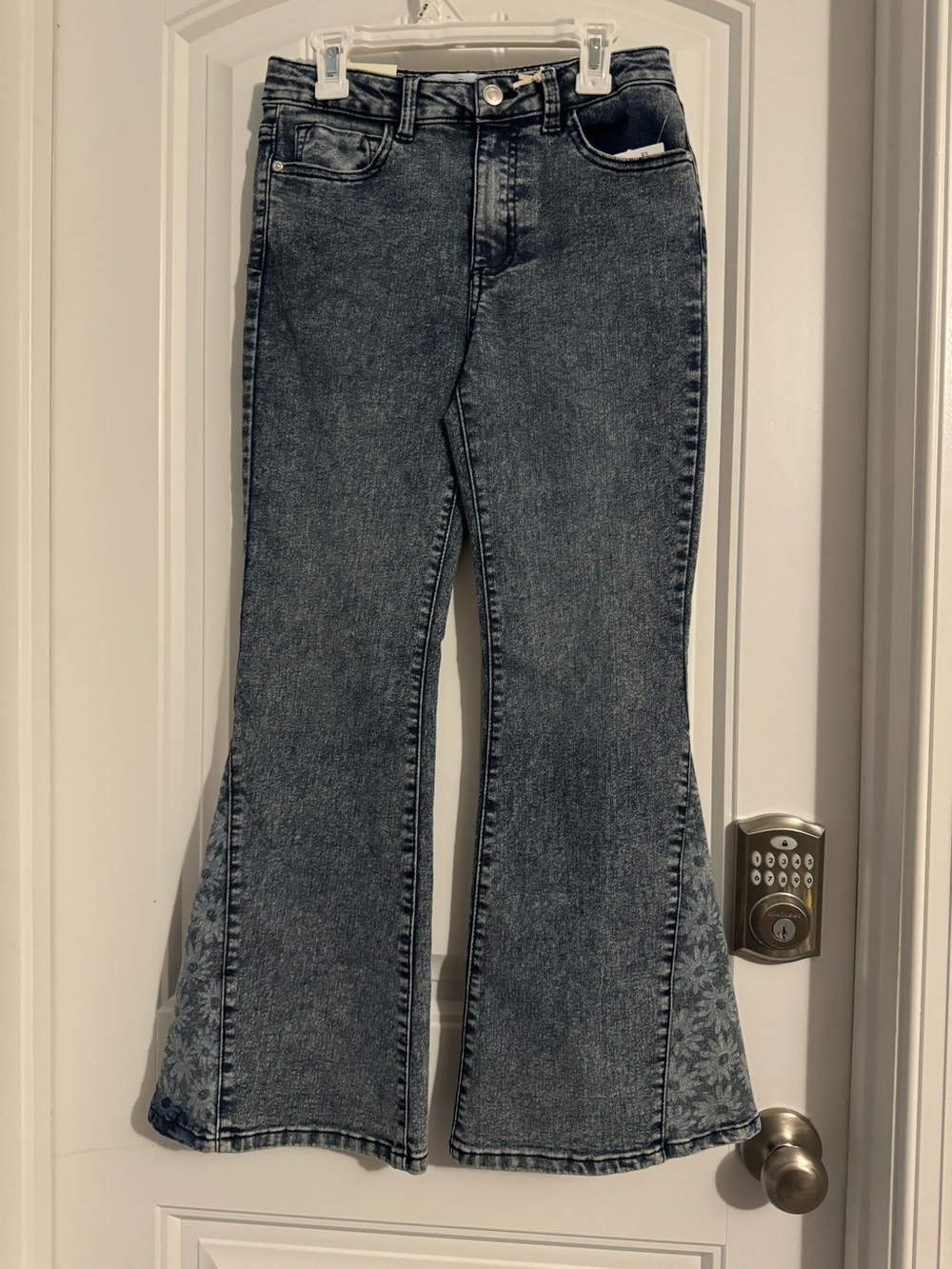Cool Jessica Simpson girls size 14 blue denim bootcut jeans daisies lulu new